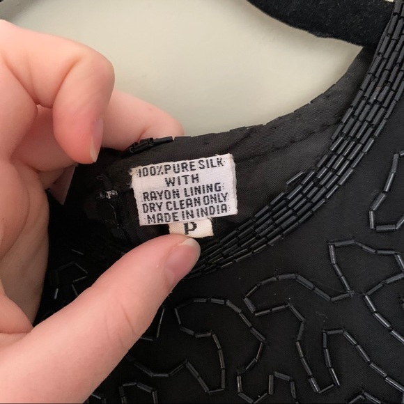 Vintage Laurence Kazar Black Beaded Dress Sz Small - Picture 9 of 11